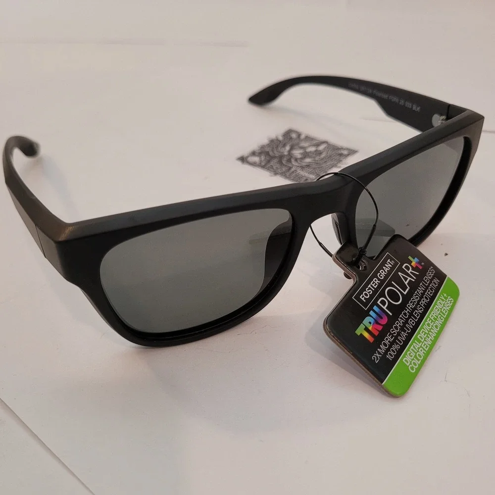 Foster Grant Sunglasses Mens TruPolar Polarized Matte‎ Black SR1124 BLK TP07